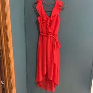 Red A. Byer high low dress. Size small.